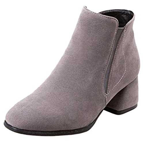 Smilice Women Trend All Match Plus Size & Small Size Ankle Booties Block Heel Zip Boots