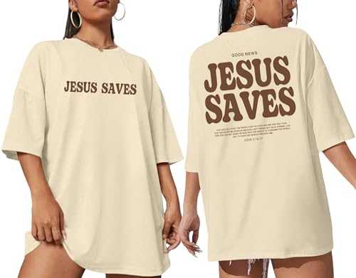 Oversized Tshirts for Women Christian Shirts Faith Over Fear Shirt Short Sleeve Jesus Tees Loose Casual Religious Tops
