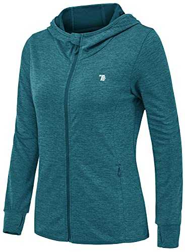 donhobo Women's Running Jackets with Thumb Hole,Long Sleeve Gym Sport Zip Up Hoodie Top Breathable Quick-Dry Tops with Zip Side Pocket