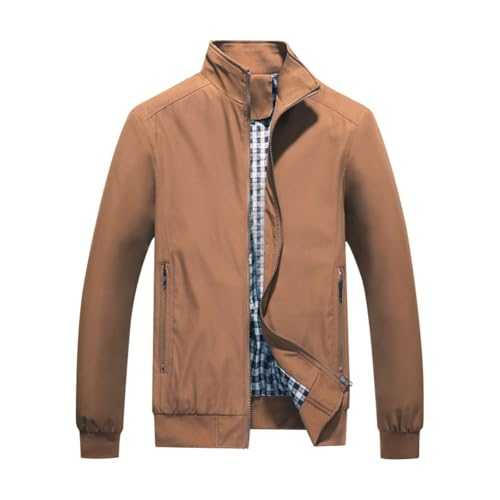 Mens Summer Bomber Jackets Baseball Lightweight Coat Windbreaker Sports Jacket #1601 Khaki XL