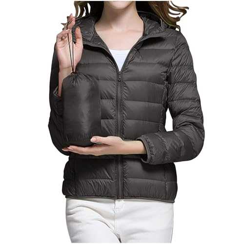 Women's Down Jacket Clearance Lightweight Hood Puffer Jacket Packable Down Feather Jacket Casual Loose Quilted Jacket Ladies Solid Color Padded Jackets Bubble Jacket Overcoats Winter Warm Outwear