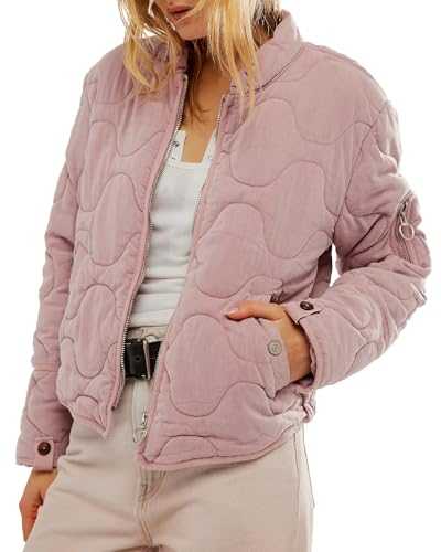 Gacaky Women's Lightweight Cropped Quilted Jacket Winter Warm Zip Long Sleeve Puffer Jacket Coat with Pockets