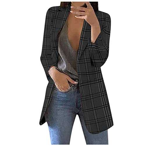 AMhomely Women's Blazer Windproof Coat Trench Coat Autumn Spring Long Sleeve Suit Coat Blouse Tops Sexy Elegant Casual Plain Pockets Blazers Ladies Occasion Work Office Smart Suit Sale Clearance