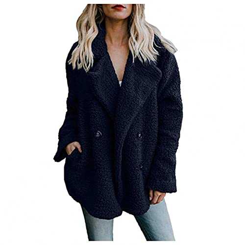 KaloryWee Teddy Bear Jacket Fleece Lapel Coat d Fluffy Outwear Womens Autumn Winter Casual Loose Notch Collar Warm Up Ladies Cardigan Outerwear Sale Hooded Jackets Coats