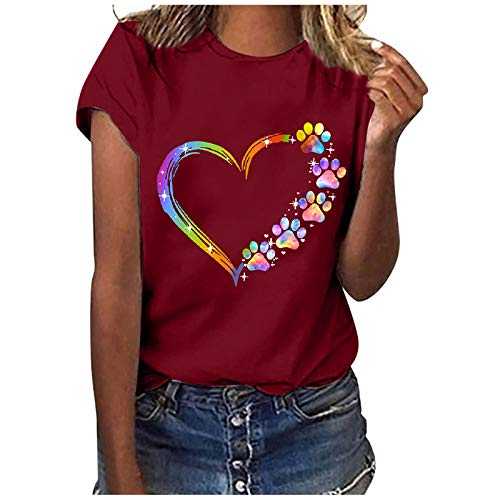UK Women Shirts and Blouses Sale,Ladies Casual Geometric Graphic Print Harajuku Female Round Neck Loose T-Shirt Tunic Tops for Women Leisure Elegant Polos T-Shirts Vests Tees