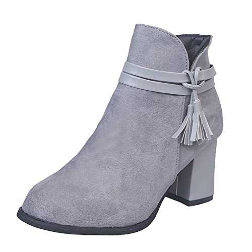 Ladies Ankle Boots for Women with Block Heel Shoes High Heel Ankle Boots Zipper