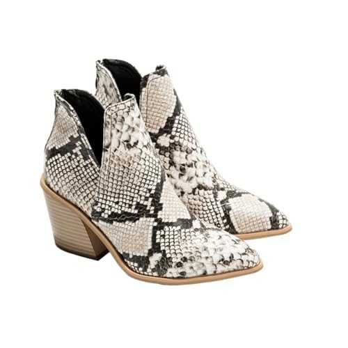 COSMEVIVI Short Chunky Heel Pointed Toe Boots Women Boot Heels Ankle Booties Autumn Ladies Short Boot Ladies Boot Short Boot Shoes Leopard Material of Shoe Lining: Pu Lining (single Lining)