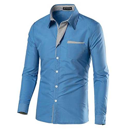 NQyIOS Mens Dress Shirt Regular Fit Stretch Long Sleeve Casual Button Down Shirts with Pocket Business Formal Work Blouse Top