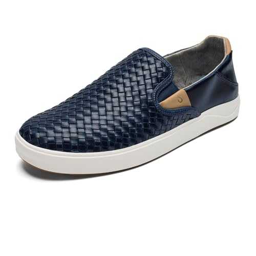 OLUKAI Lae'ahi Lauhala Men's Slip On Sneakers, Drop-in Heel & All-Day Comfort, Breathable Lining, Premium Leather