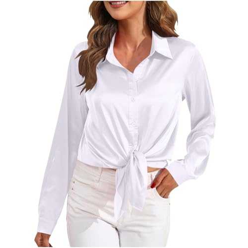 Womens Blouse Long Sleeve Shirts for Women Stretch V Neck Button Down Shirts Casual Office Work Tops for Ladies Regular Fit Plain Stain Blouse Elegant Summer Going Out Tops Ladies Tunic Tees UK Size