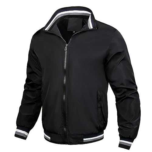 Mens Bomber Jackets Casual Lightweight Windbreaker Sports Waterproof Jacket Cargo Winter Warm Outwear Vintage Classic Retro Coat Smart Full Zip Baseball Jacket with Pockets