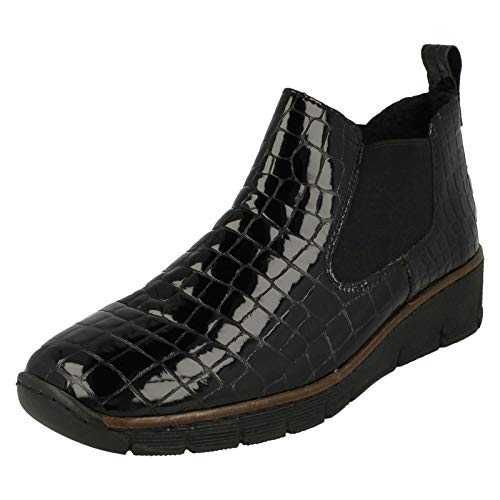 Rieker Eria Womens Leather Slip On Wedge Heel Chelsea Boots