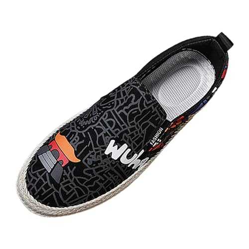 Casual Leather Men Shoes Canvas Men's Shoes Spring and Autumn Breathable Casual Flat Shoe Cover Wearing Linen Casual Shoes Dress Shoes for Men Slip on
