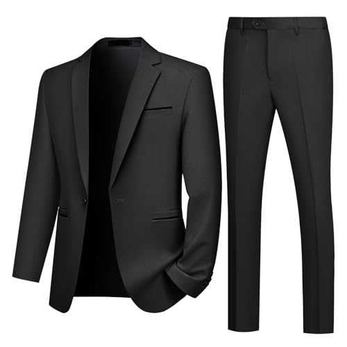 Autsel Mens Suits 2 Piece Slim Fit Wedding Formal Tuxedo One Button Business Suit Jackets Blazer Trousers
