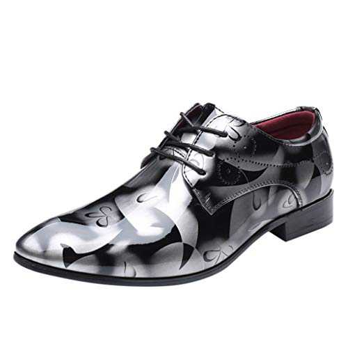 Men's Derbys Dress Shoes, Casual Lace-Up Leather Shoes, Pointed Toe Oxfords Moccasins, Classic Retro Business Leather Shoes, Comfortable Commuter Office Walking Shoes, for Men