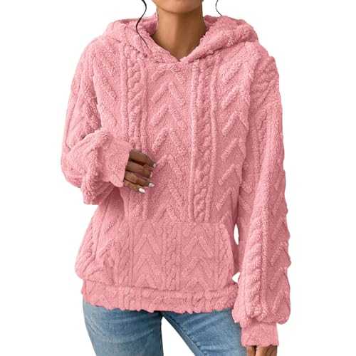 Cocila Hooded Vest Women's Plush Casual Zipper Jacket Comfortable And Loose Solid Color Plush Hood Zipper Long Sleeve Patchwork Sweater Lightweight Trench Coat Women