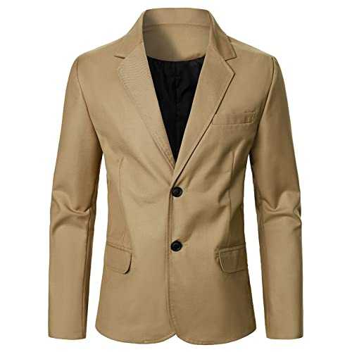 Men'S Slim Fit Suit,Men'S Tailored Fit Suit,Men'S Casual Slim Fit Blazer, Khaki Single-Breasted Suit Jacket, Lightweight Formal Business Coat,Men'S Office Suit,Wrinkle-Resistant Office Jacket