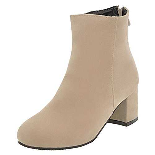 Women Ankle Bootie with Mid Chunky Heel and 4-Colors Working Boots