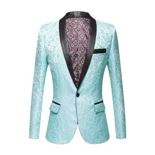 BoShiNuo Royal Blue Floral Jacquard Tuxedos Shawl Lapel Men Suits Wedding Groom Prom Slim Fit Tuxedo Party Dinner