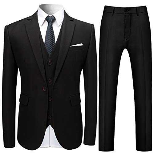 Allthemen Mens Suits 3 Piece Slim Fit Wedding Tuxedo Suit for Men One Button Formal Suit Blazer Jackets Waistcoat Trousers