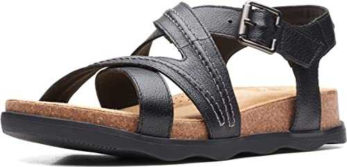 Men's Brynn Ave Flat Sandal, Black Leather, 5.5 UK