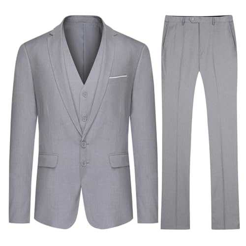 Allthemen Mens Suits 3 Piece Regular Fit Dress Business Formal Wedding Blazer Waistcoat Trousers