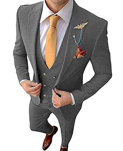 Men's Suit 3 Pieces Slim Fit Suit Jacket Pant Coat Business Blazer