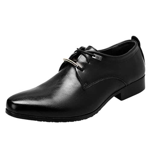 Men's Lace-Ups Classic Lace Up Oxford Shoes Brogues Shoes Formal Business Leather Shoes Patent Leather Evening Party Shoes for Men Wear-Resistant Driving Walking Mens Pointed Toe Shoes