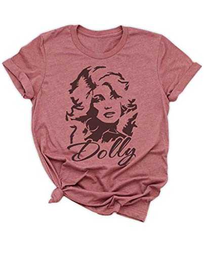 Dolly Graphic Tees Women Summer Funny Vintage T Shirt Retro Casual Country Music Shirt Tops for Band Music Lovers