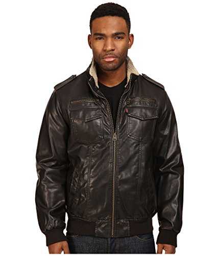 Levi's Men's Faux Leather Sherpa Aviator Bomber Jacket, Dark Brown, 5X
