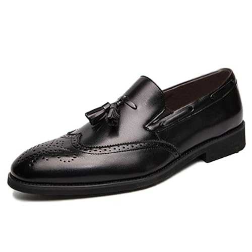 Men's Wingtip Tassel Loafers Brogue Pu Leather Formal Shoes Low Top Slip On Mocassins