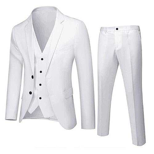 XUEBing Big and Tall Mens 3 Piece Suit Sets Casual Business Wedding Party Tuxedo Blazer Jacket Vest Pants Sets Oversized Long Sleeve Stylish 2024 Fall Outfits for Work