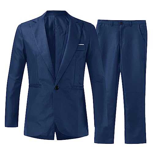 Men's 2 Piece Suit Solid Classic Suit Slim Fit One Button Suit Blazer Set, Suit Jacket & Pants for Bussiness Wedding Party Proms