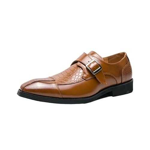 Britain Gentleman Fashion Leather Shoes for Men New Men Pointed Slip On Loafers Shoes Casual Business Chaussures Single Buckle Monk Shoes