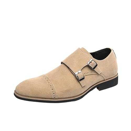 Classic Men Dress Shoes Slip On Shoes for Men Pointed Toe Business Casual Shoes Comfortable Men Formal Shoes for Wedding Stylish Suede Monk Shoes