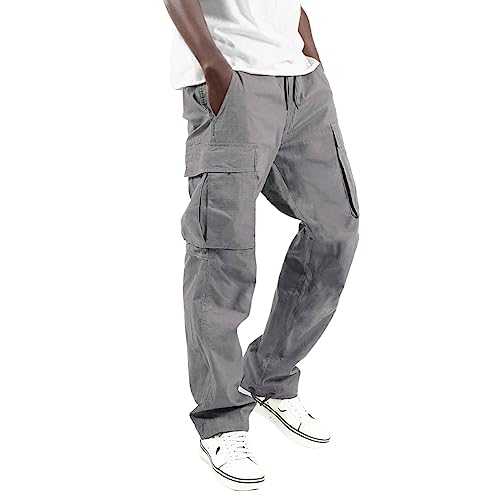 TOPJIAO Work Pants for Men Work Clothes for Men Sweatpants Lightweight Loose Straight Multi Pocket Cuffed Cargo Trousers Men Chefs Trousers Combat Trousers Men Summer Work Trousers Men