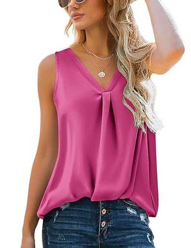 Zeagoo Womens Silk Satin Tank Tops V Neck Casual Vest Sleeveless Camisole Summer Basic Tank Cami Shirt S-XXL