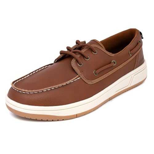 Nautica Men's Lace-Up Moccasin Boat Shoes - Cushioned Insole Casual Deck Loafers for Walking Comfort - Zapato