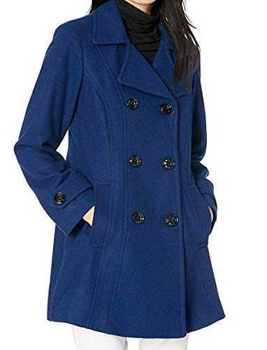 ANNE KLEIN Women's Double Breasted Pea Coat Jacket Wool