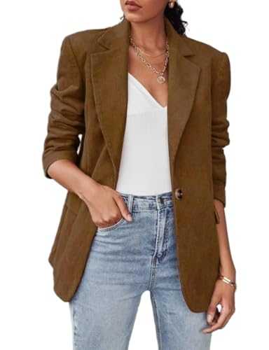 IDEALSANXUN Womens Corduroy Blazer Fall Winter Casual Blazer Dressy Suit Jackets