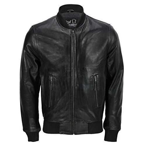 Xposed New Mens Soft Real Leather Bomber Jacket Vintage Biker Style