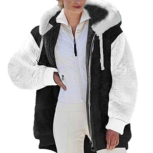 Teddy Fleece Jacket Women UK Sale Clearance Winter Warm Coats Ladies Fleece Jackets Full Zip Hoodies Fuzzy Sweatshirt Plus Size Ladies Casual Jumper Outerwear with Pockets S-5XL