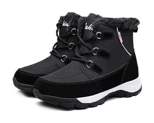 Womens Mid-Calf Snow Boot Women's Winter Warm Fur Plush Lightweight Ankle Boots Lady Resistance Cold Shoes Memory Foam