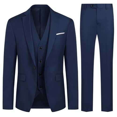 Mens Suits 3 Piece Slim Fit Wedding Formal Tuxedo One Button Close Blazers Jacket Waistcoat Trousers