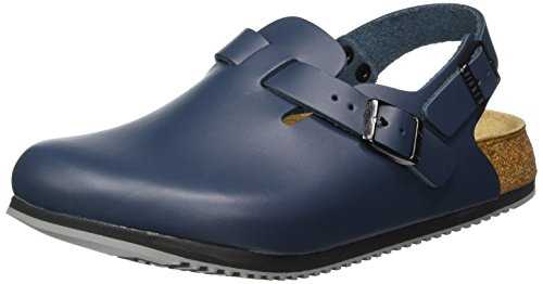 Unisex Leather Clogs, blue, 7 UK