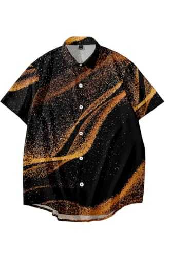 BASHAMAN Men's Short Sleeves Outdoor Travel Retro Trend Beach Shirt Button Placket Casual Fashion Tops 3D Digital Printing Hawaii Shirts