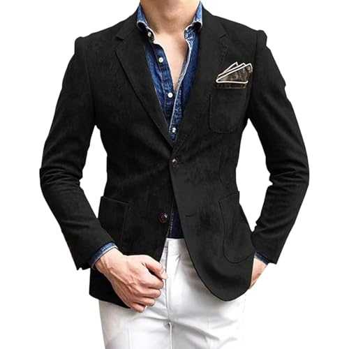 Blazers for Men UK Mens Blazers Smart Casual Chic Tuxedo Slim Fit 2 Button Dress Suits Vintage Formal Business Suit Coat Notched Lapel Soft-Handle Blazer Solid Color Lightweight Blazer