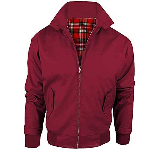 Inspire Me Men’s Jacket Vintage Adults Harrington Retro Classic Scooter Tartan Lining Bomber MOD Skin Fashion Trendy Jacket Comfortable Material Regular Fit TOP Coat