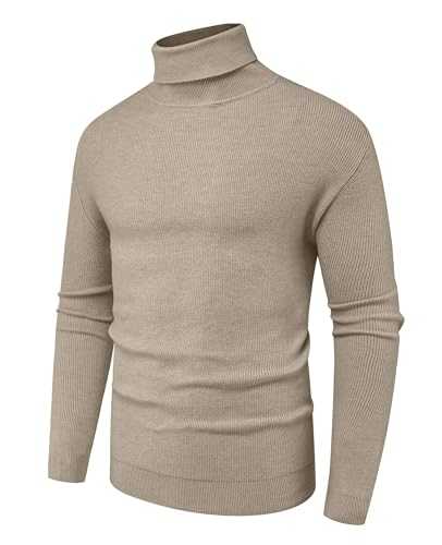 Hisir Men's Jumper Turtle Neck Tops Winter Warm Wool Knitted Pullover Long Sleeve Sweater Solid Colour Basic Turtleneck Soft Jumpers