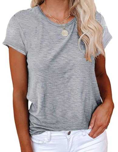 Cicy Bell Women's Short Sleeve Shirts Crewneck Loose Casual Summer Cotton Tees Tops